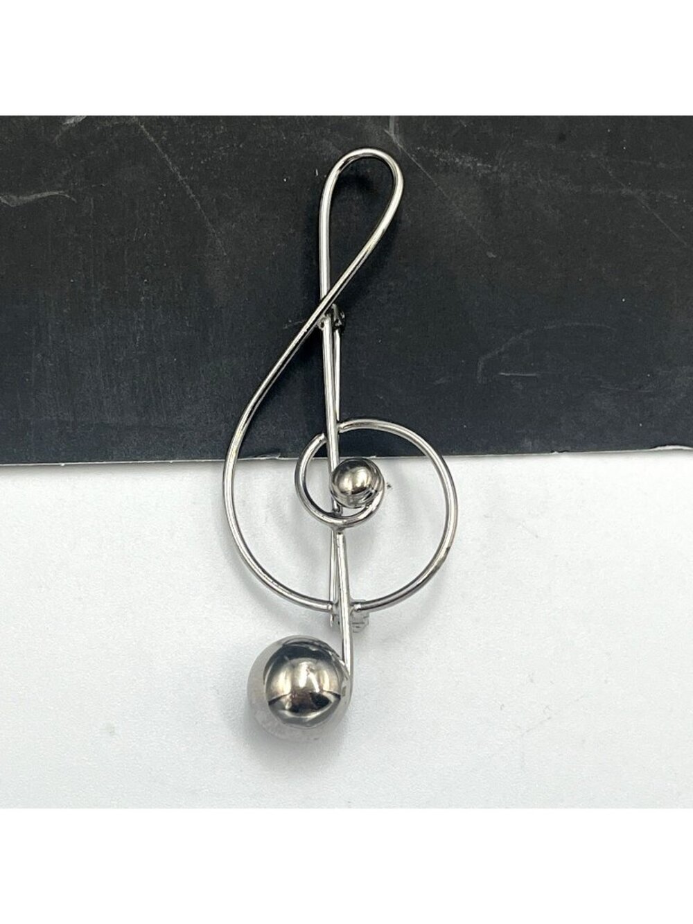 Vtg Lang Sterling Silver Treble Clef Brooch Music Note Musician Choir Band Gift